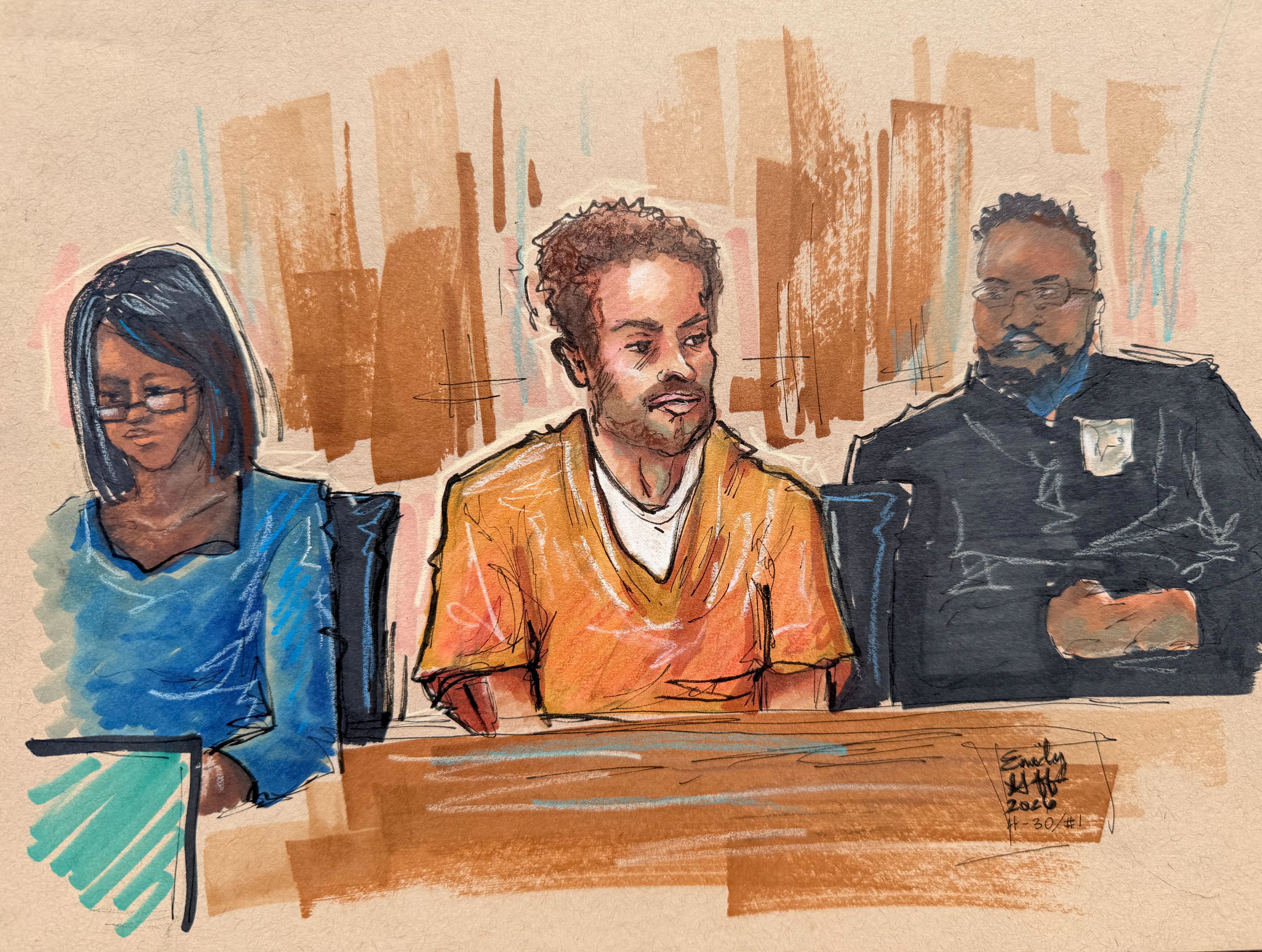 Cole Tomas Allen, accused of trying to storm the White House correspondents’ dinner, attends a court hearing in Washington this week. (Emily Goff/Reuters)