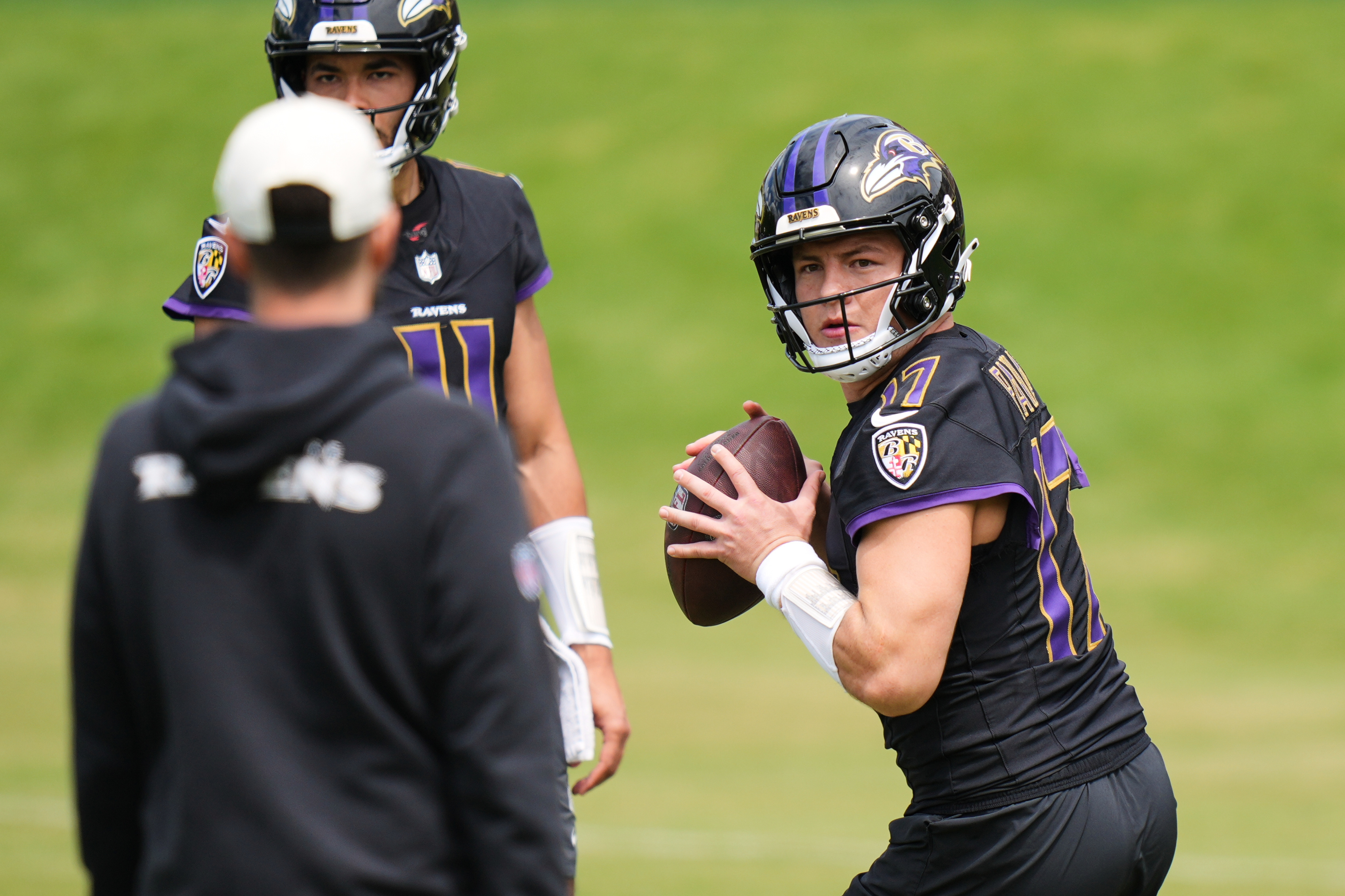 Diego Pavia, the Heisman Trophy runner-up to Indiana's Fernando Mendoza, is in rookie minicamp with the Baltimore Ravens. (Stephanie Scarbrough/AP)