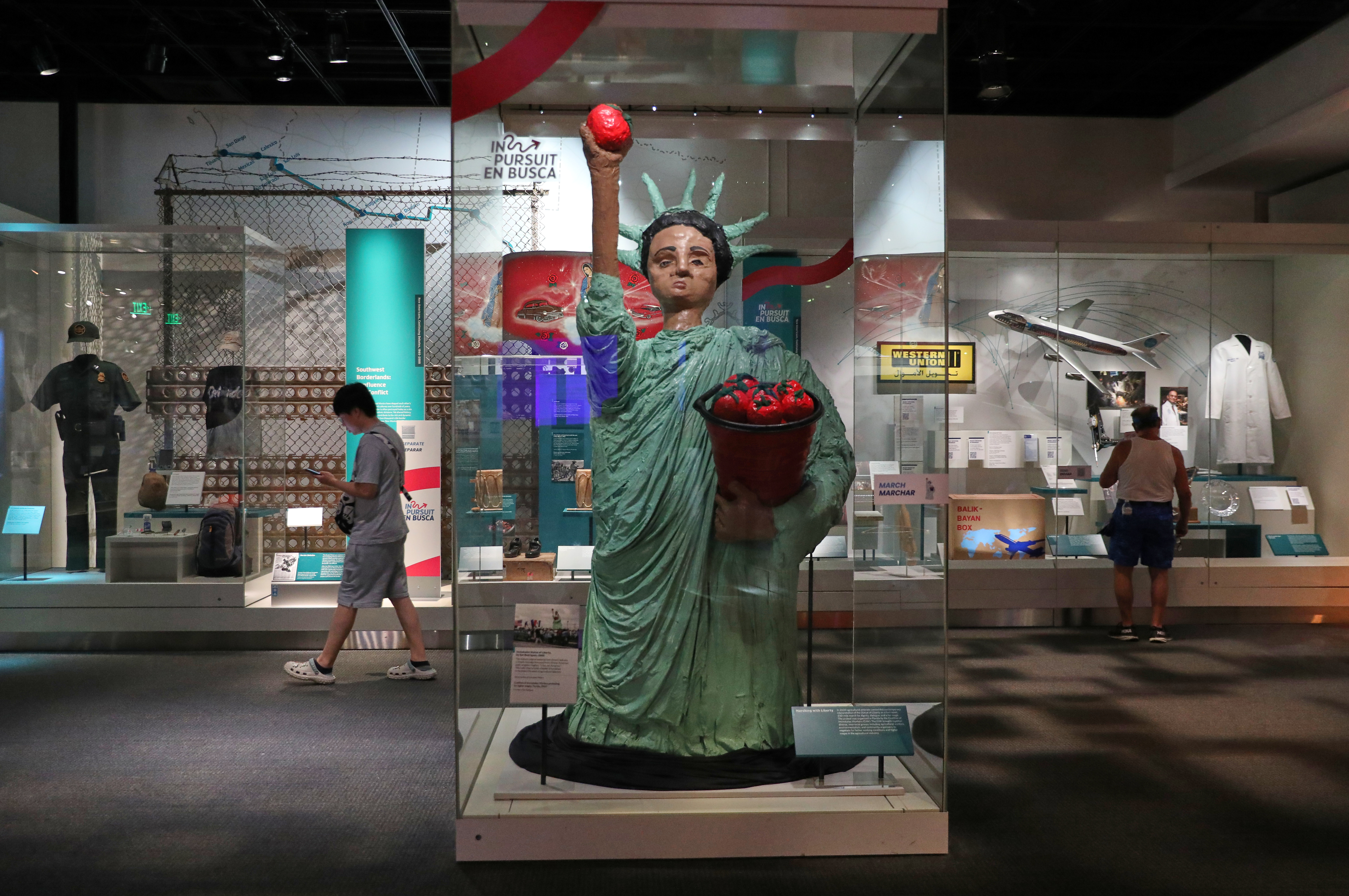 Visitors take in Smithsonian displays a day after Independence Day celebrations honoring the nation’s 250th anniversary. (Rahmat Gul/AP)