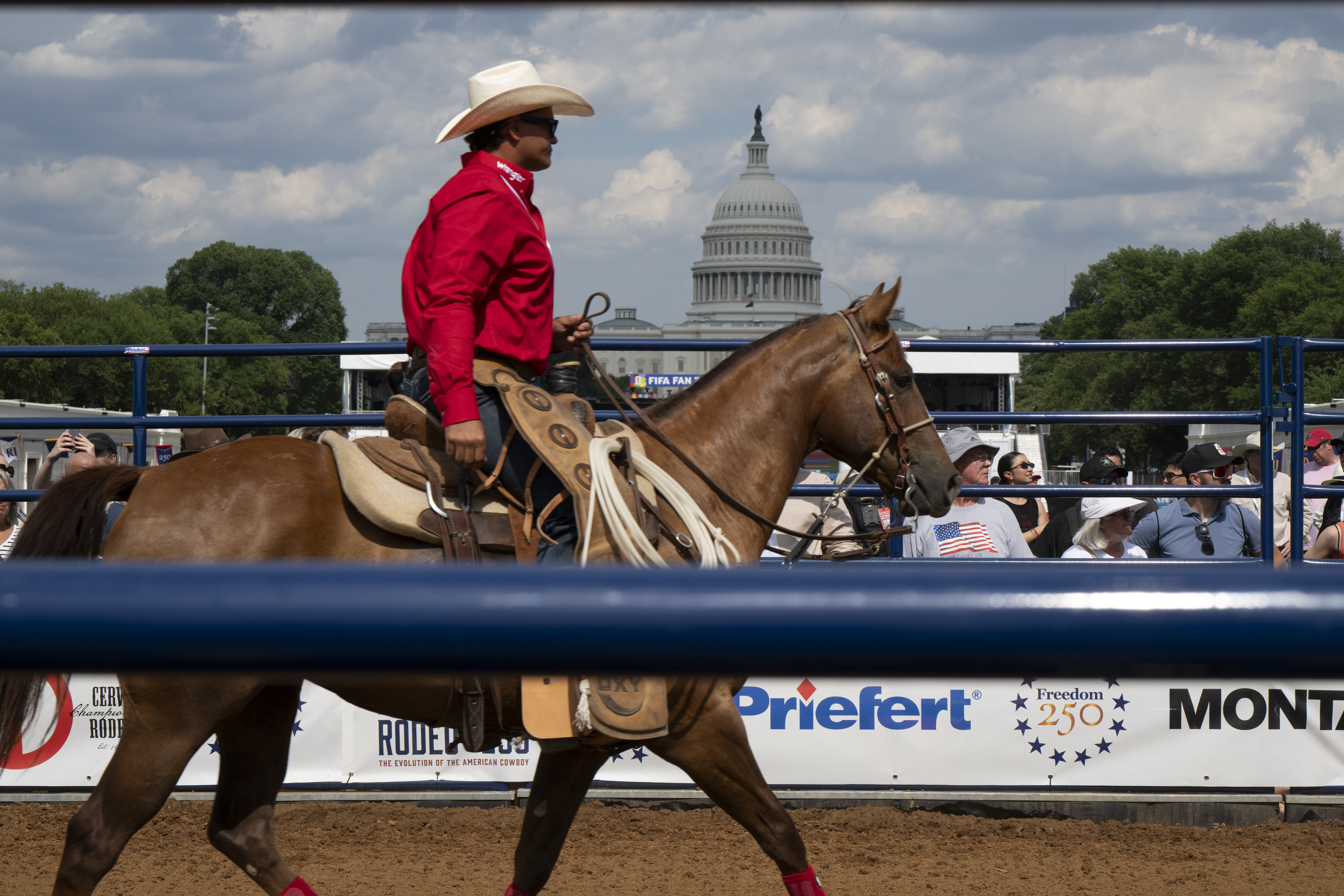 A rodeo is featured at the Great American State Fair on the National Mall on Thursday. (Joe Lamberti/For The Washington Post)