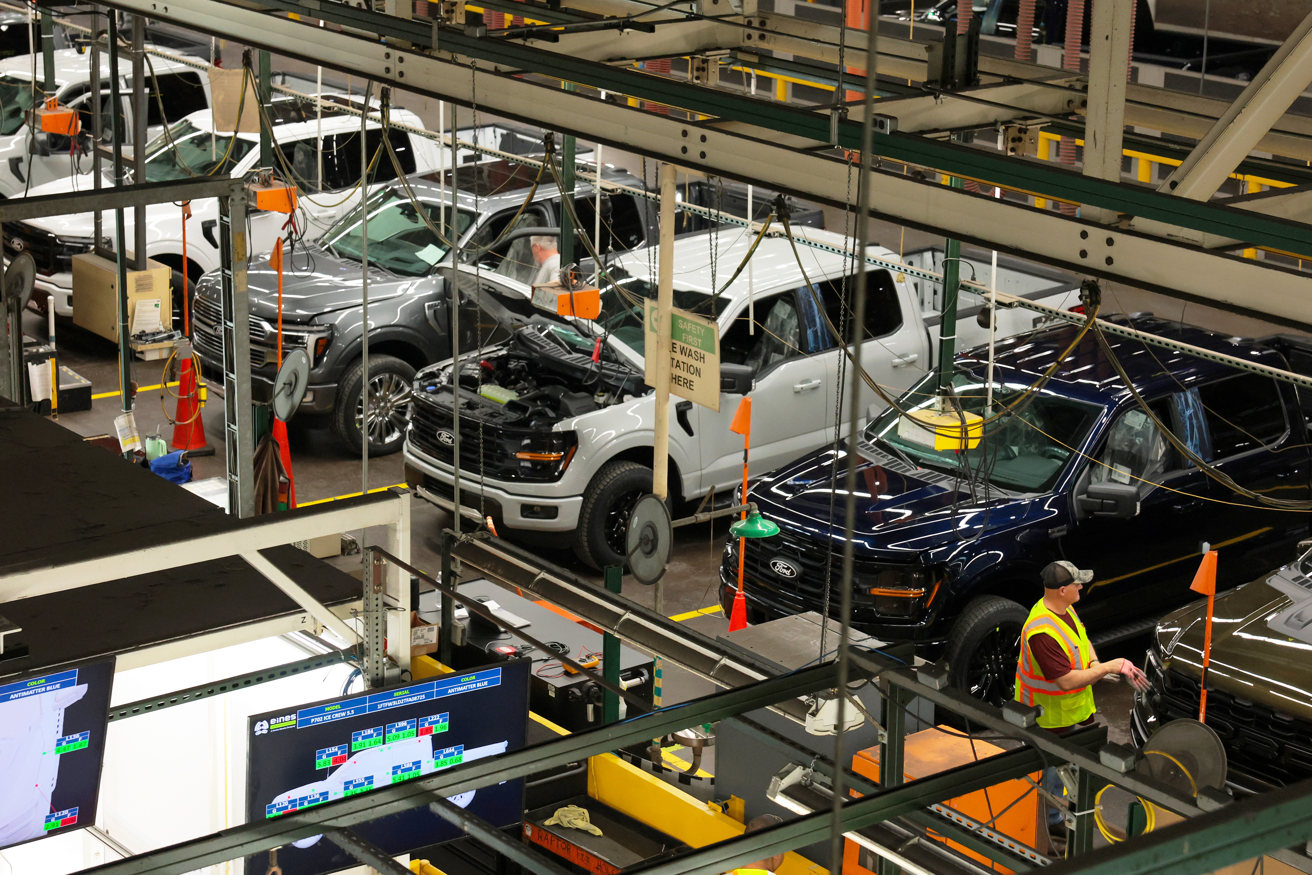 Ford F-150 trucks are assembled at a Dearborn, Michigan, facility. (Anna Moneymaker/Getty Images)