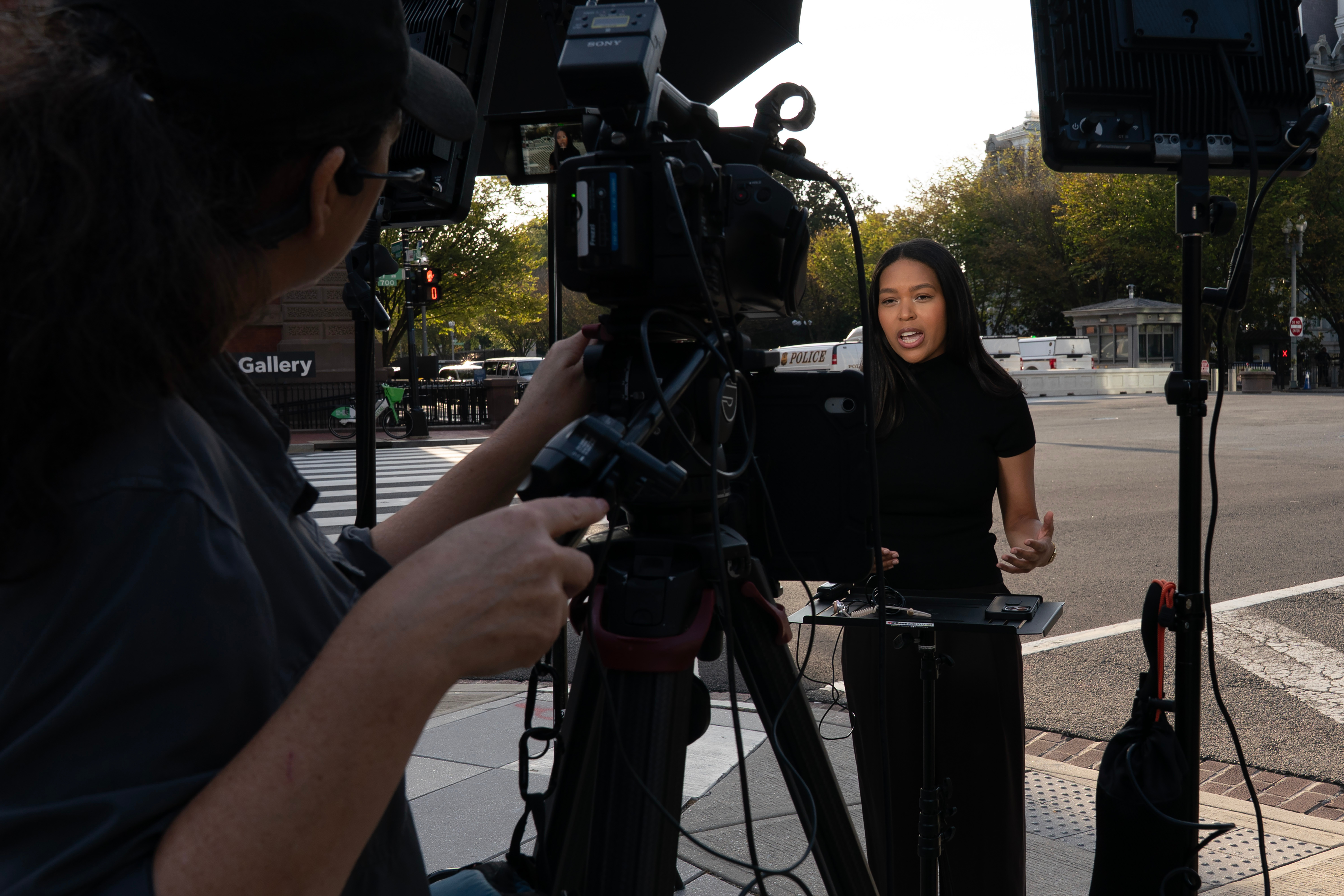 MS NOW's Akayla Gardner reports live near the White House after being denied entry to the complex Saturday. (Jose Luis Magana/AP)