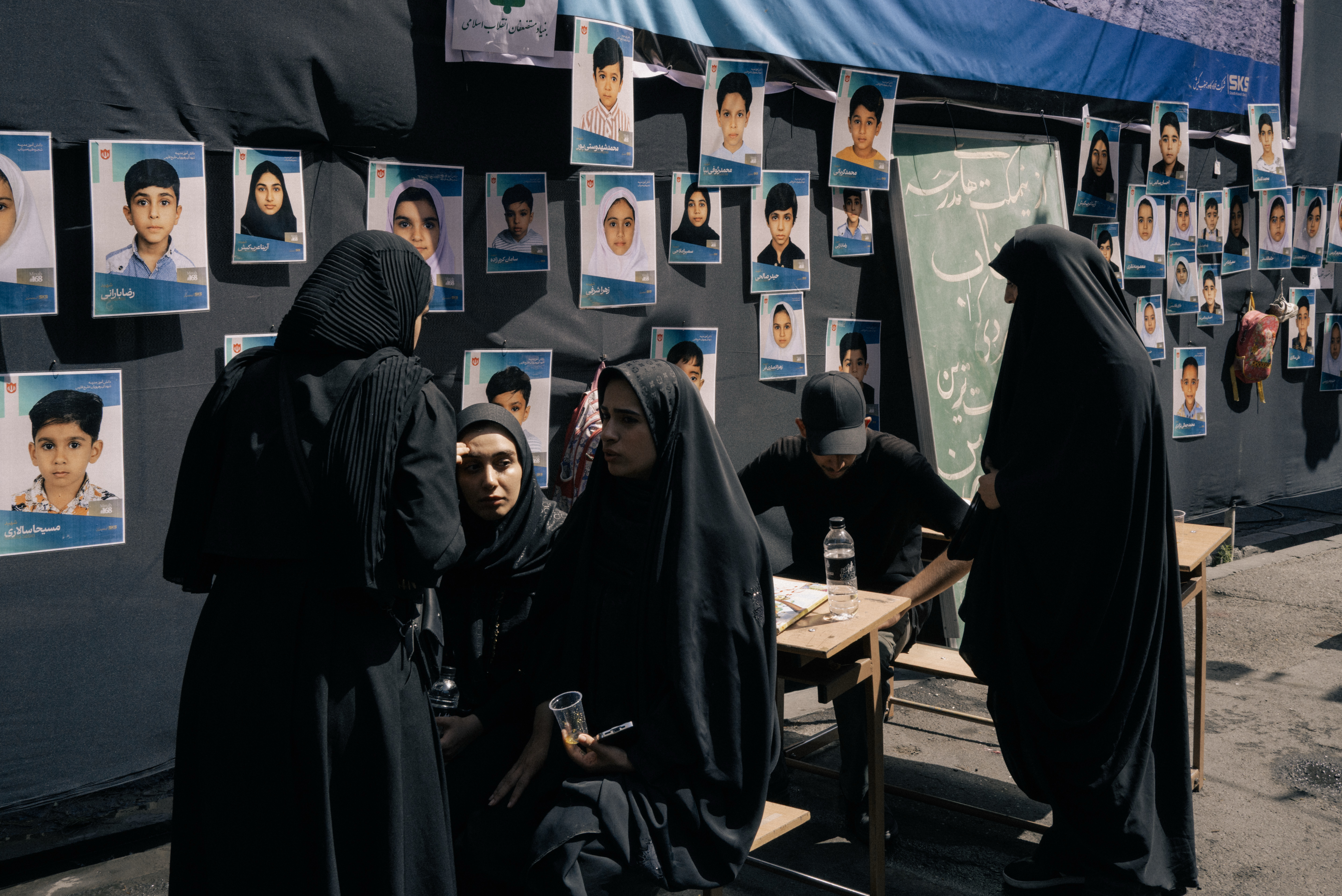 In Tehran, family members set up a memorial to victims of the strike on an elementary school in Minab on the first day of the U.S.-Israeli assault on Iran. (Photos by Lorenzo Tugnoli/For The Washington Post)